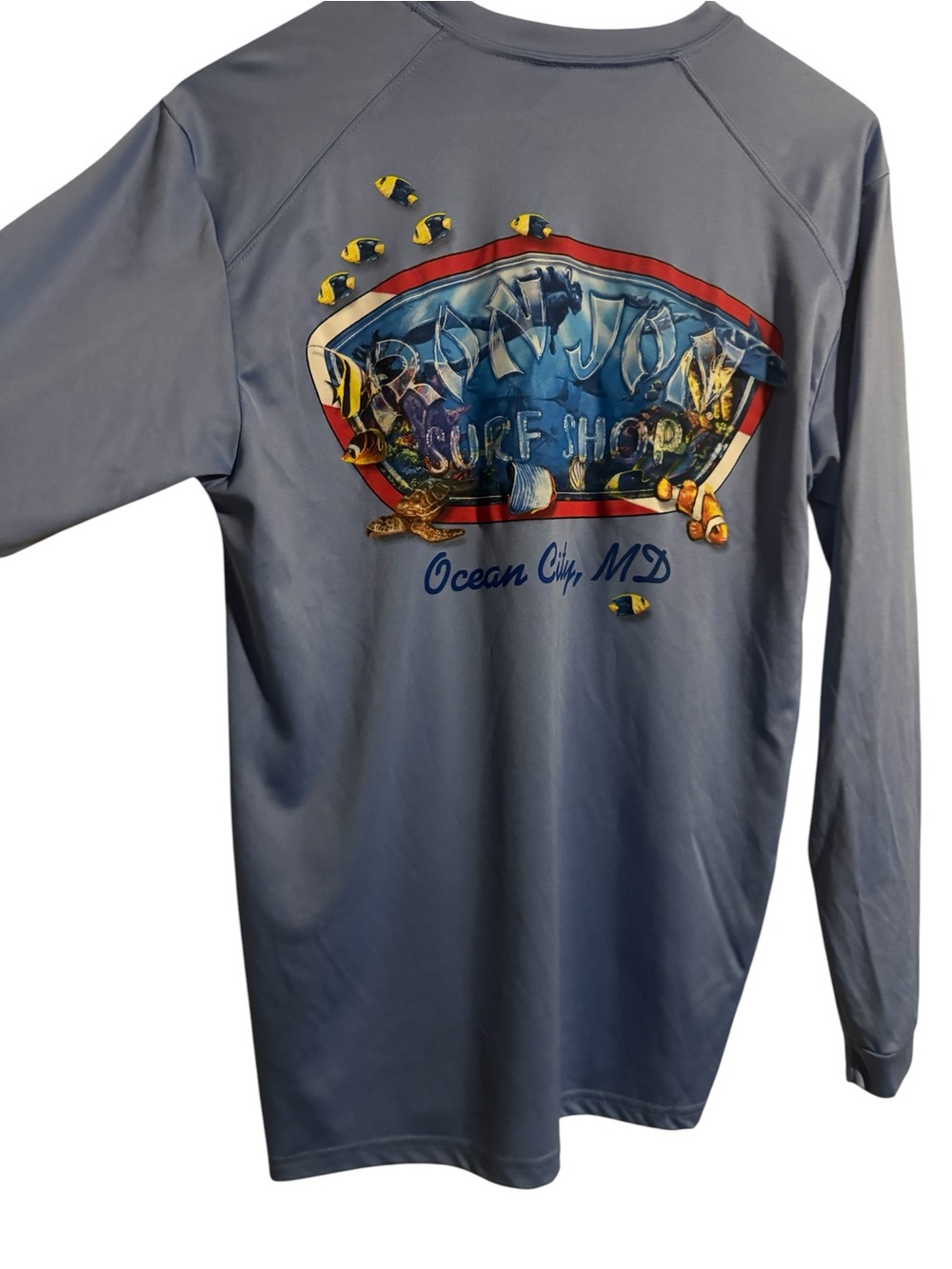🐟Ron Jon OCMD Men’s Blue Coastal Surf Performance Fishing Longsleeve Shirt | M